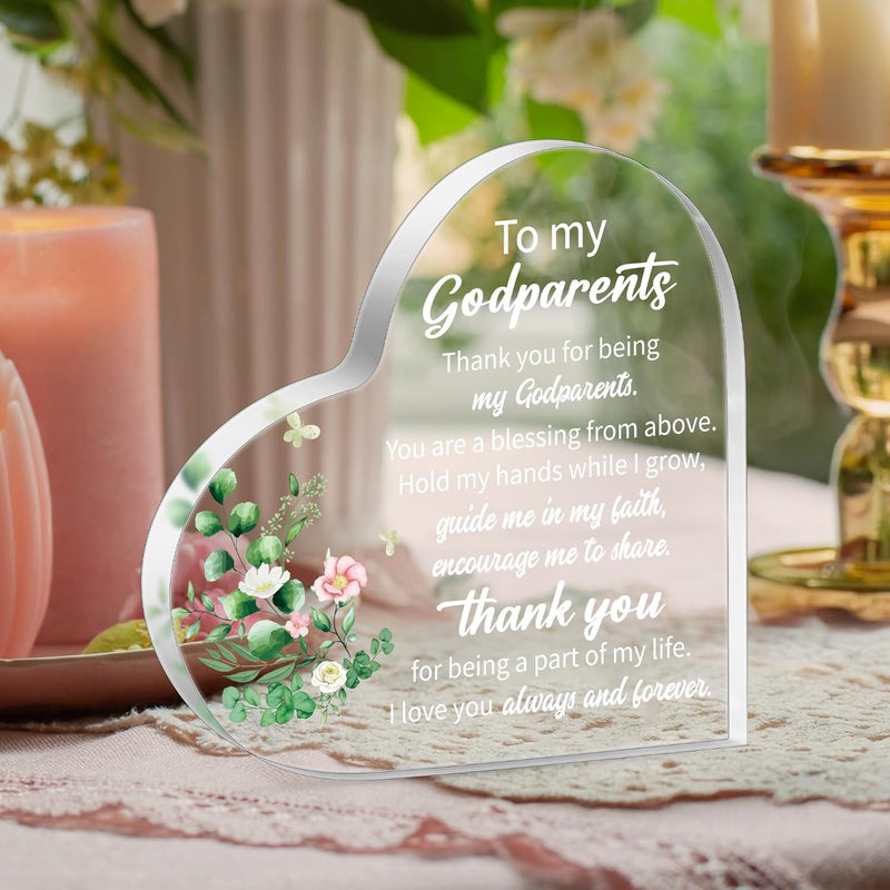 Yopyame Godparents Heart Acrylic Gifts - Godparents Gifts from Godchild for Women Men Thank You for Being My Godparent Acrylic Plaque Table Decor Birthday Christmas Keepsake Gift for Godparents - Image 5